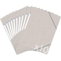 Los mejores  - Oxford Topfile+ – Lote de 10 carpetas de cartón con 3 solapas formato A4- cierre elástico- fundas color beige